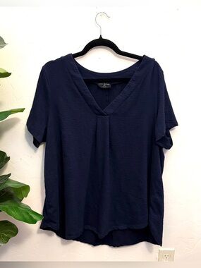 Lane Bryant Navy Blue V-Neck Drape Front Blouse / Soft Knit Top – Size 18/20